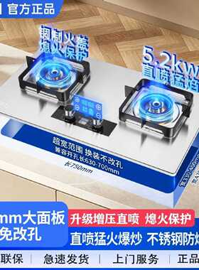 新飞燃气灶双灶家用厨房直喷猛火嵌入式天然气台式液化气煤气灶