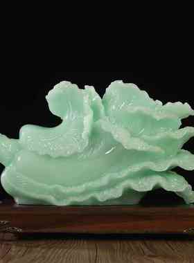 新中式玉白菜招财摆件客厅酒柜装饰品办公室桌面摆设店铺开业礼品