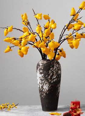 新年春节仿真花年宵花 五袋子柿子石榴 福桶装饰配件乔迁喜庆用品