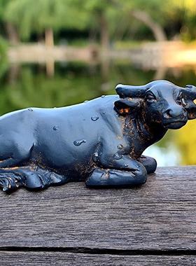 卧牛摆件装饰微景观盆景造景小摆件假山迷你母子水牛树脂动物模型