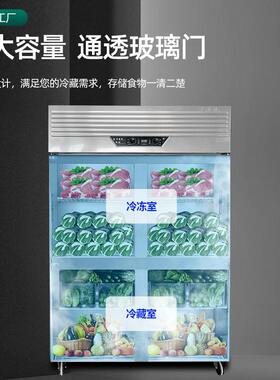 饮料冷藏柜双门保鲜柜超市便利店果蔬冷藏柜酒水饮料玻璃门展示柜