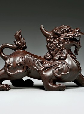 黑檀木雕貔貅摆件实木一对家居客厅电视柜装饰送礼工艺品创意礼品