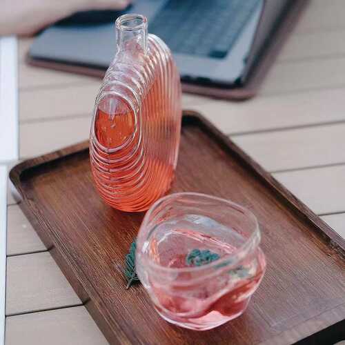 高硼硅玻璃耐热茶瓶新中式茶具山河杯冷萃瓶酒瓶便携带盖子 - 图1