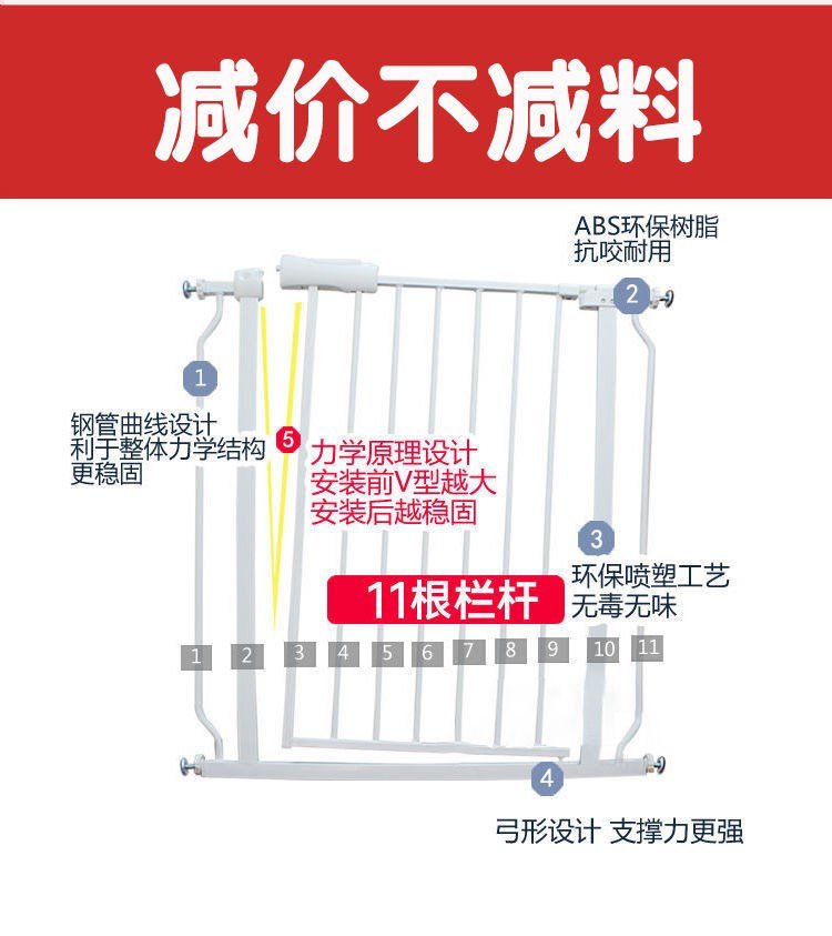 儿童防护栏宝宝楼梯口安全门栏宠物狗狗围栏家用免打孔婴幼栅栏杆