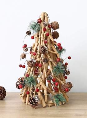 创意木质圣诞网红装饰品ins风大型橱窗摆件简约高级感圣诞树家用