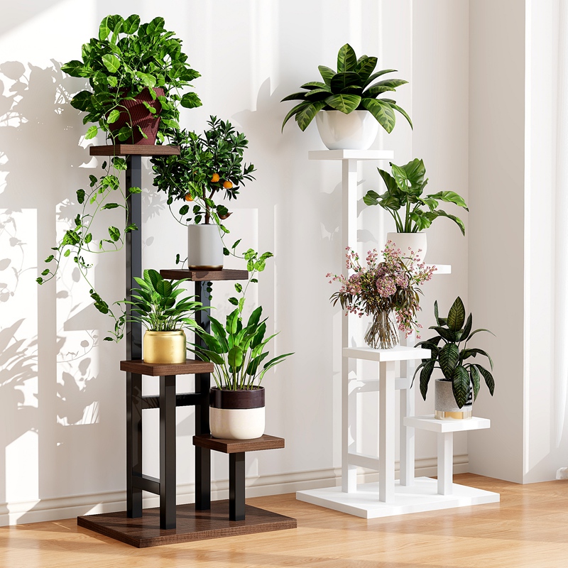 可移动阳台花架子客厅落地式铁艺置物架多层花盆托架多肉植物层架 - 图0