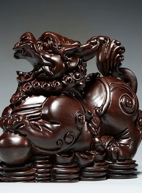 黑檀木雕貔貅摆件红木貔貅家居办公室摆设装饰工艺品摆件开业送礼