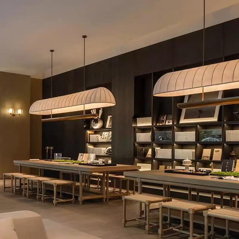 侘寂风餐厅吊灯复古布艺酒店岛吧台餐桌茶室咖啡店收银台长条灯具,淘宝优惠券,粉丝福利购,淘宝优惠卷