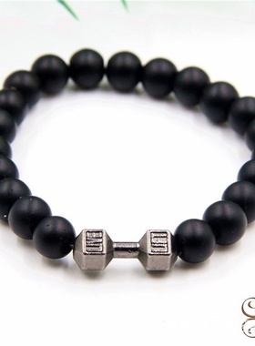 哑铃手链手串健身火山石串珠男款轻奢小众精致2025年高颜值学生党