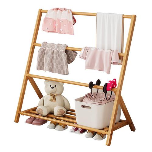简易儿童落地挂衣架宝宝矮晾衣架物置落地小型折叠衣帽架款挂卧室 - 图3