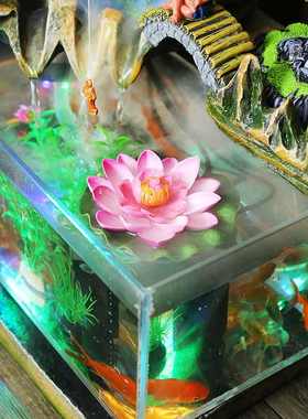 鱼缸客厅家用假山流水喷泉风水轮招财客厅室内加湿器创意桌面摆件