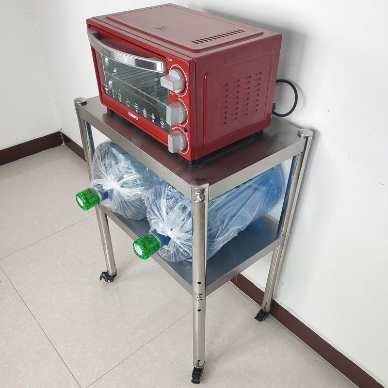 带静音万向轮不锈钢厨房置物微波炉烤箱收纳架子可移动两层手推车 - 图2