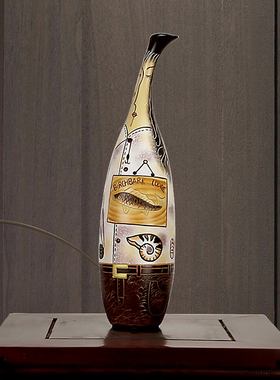 天鹅创意花瓶中式彩陶非遗特色礼品摆件客厅家居装饰品工艺品陶瓷