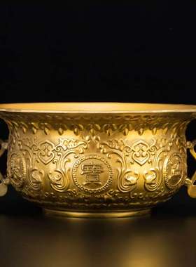 纯铜聚宝盆摆件 黄铜香炉 居家店铺柜台装饰品 开业乔迁礼品 大号