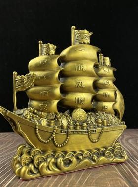 黄铜龙船摆件铜龙舟满载而归摆件摆件铜器一帆风顺