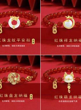 龙年本命年手链平安锁聚财手链轻奢小众精致女生礼物红绳手绳手饰