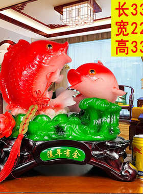 玉白菜摆件连年有余招财鱼创意家居装饰品鞋柜新房客厅电视柜摆设