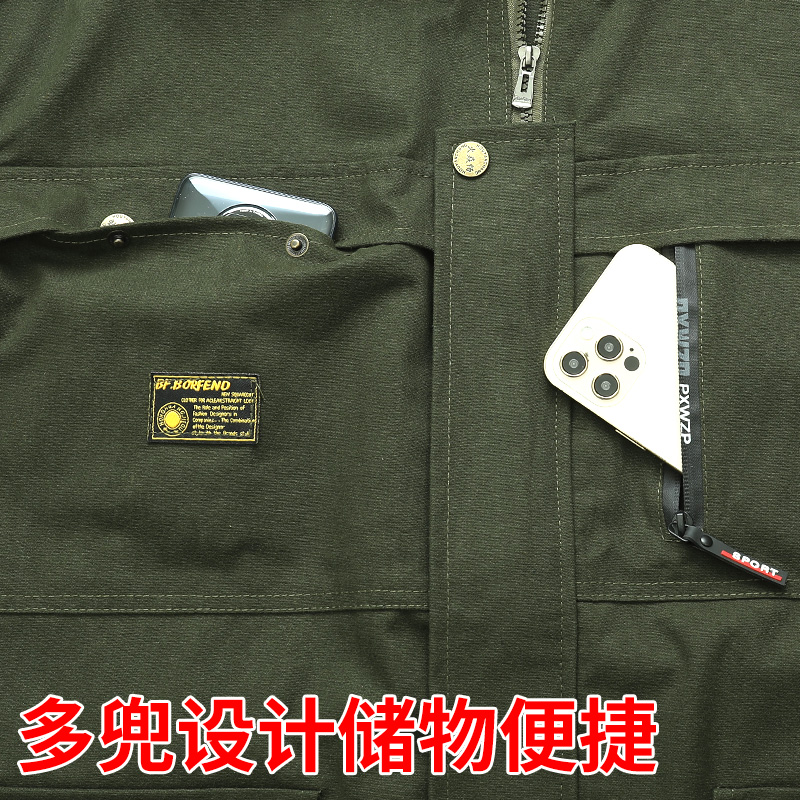 春秋纯棉耐磨劳保服工作服男套装防烫焊工服建筑工地车间厂服定制-图2