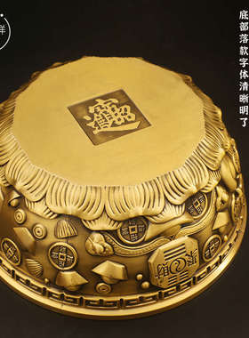 黄铜莲花聚财聚宝盆米缸招财存钱罐摆件结婚陪嫁套装客厅家居