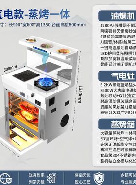 志高白色纯电集成灶气电两用一体灶智能家用厨房多功能蒸烤消毒柜