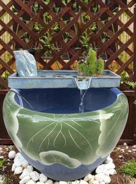 陶瓷鱼缸过滤器创意循环流水器摆件配件庭院假山喷泉循环流水器