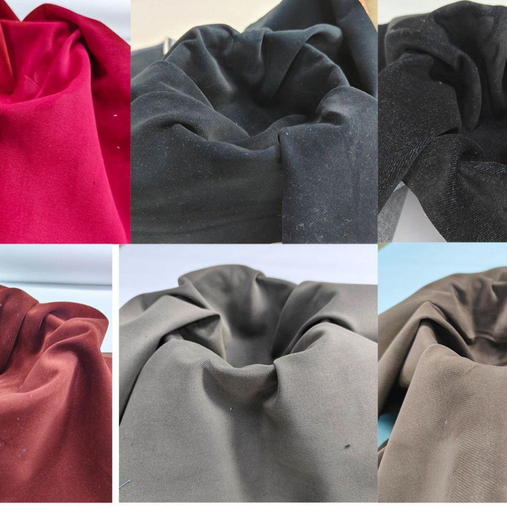 ผู้ผลิตโดยตรง ผ้าเดนิมสีไม่ยืด มีพื้นผิวคล้ายกำมะหยี่ ผ้าสำหรับเสื้อผ้าแฟชั่น