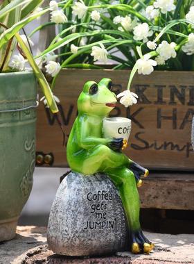 包邮庭院装饰青蛙摆件花园艺摆设树脂工艺品创意可爱卡通动物阳台