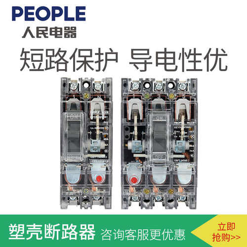 DZ15透明空气开关2P40A63A100A透明壳断路器3P220V380V人民电器 - 图1