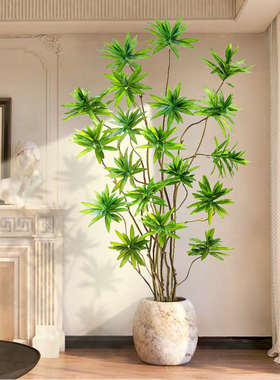 摆件家居饰品轻奢高档装饰仿真绿植百合竹客厅电视柜大型落地摆件