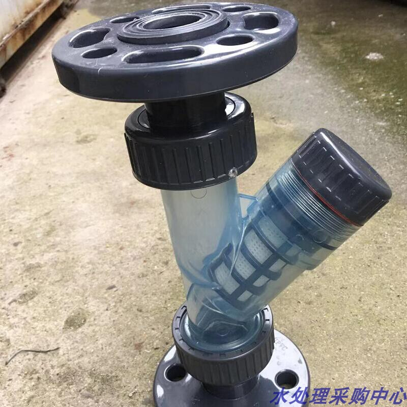 法兰式塑料Y型过滤器 UPVC过滤器透明过滤器法兰连接管道过滤器-图0