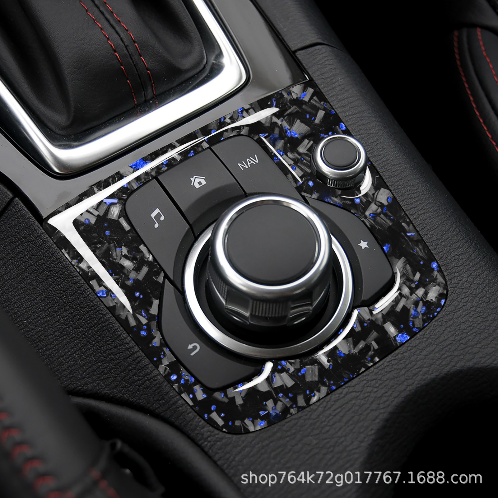 เหมาะสำหรับ Mazda Axela แผ่นสติกเกอร์ตกแต่งภายในรถยนต์ ลายคาร์บอนไฟเบอร์ ปิดทอง ขอบอลูมิเนียมอัลลอยด์ สำหรับกรอบมัลติมีเดีย