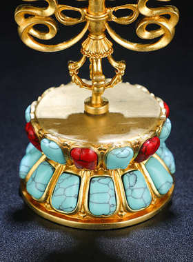 文殊剑摆件密宗黄铜镶嵌彩珠文殊智慧宝剑藏式供佛用品金刚杵法器