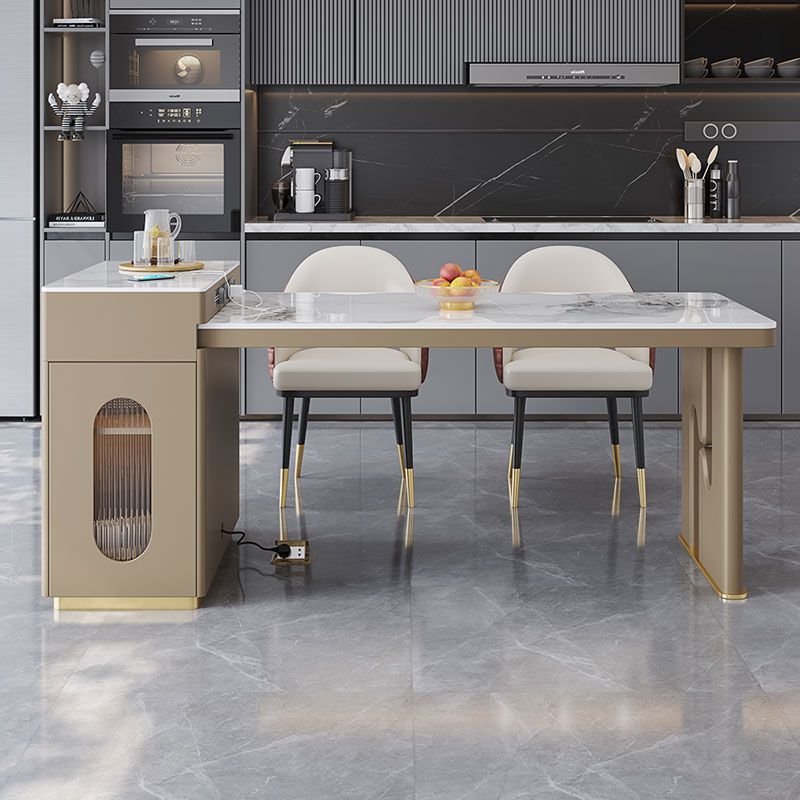 L7岩板餐桌轻奢小户型餐桌一体伸缩现代茶简约家用多功能两用茶桌 - 图3