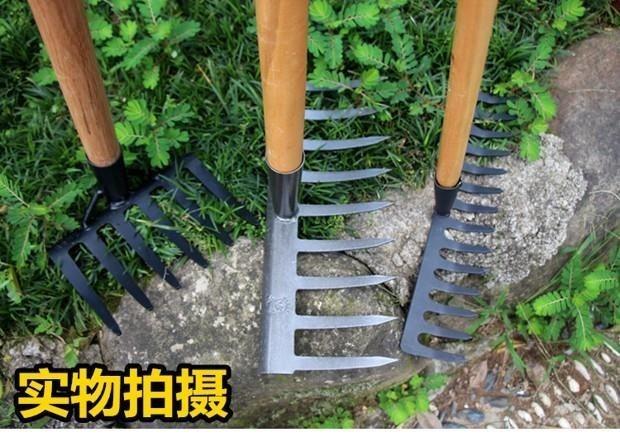 草搂草钉耙种菜松土耙子农用工具农具多功能九齿钉耙园艺长柄耙_虎窝淘