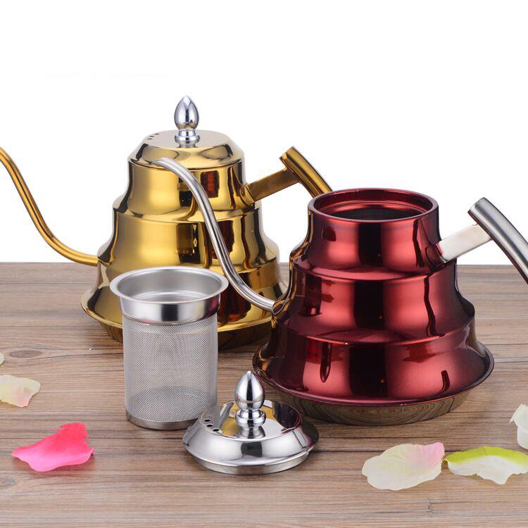 不锈钢烧水壶电磁炉茶具泡茶壶带滤网小茶壶细口长嘴咖啡手冲壶 - 图0