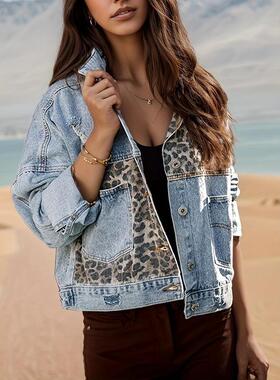 Y 13517 Women's Leopard Print Jacket 豹纹拼接外套 跨境欧