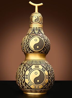 铜葫芦摆件铜开盖空心五帝钱挂件卧室客厅家居玄关装饰品大小号纯