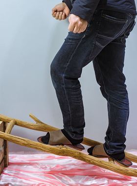 复古干树枝收纳装饰梯子木棍梯形落地挂美式实木楼梯拍摄陈列道具