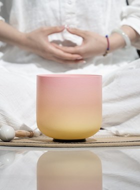 水晶钵颂钵准音调多尺寸手工乐器七音调音乐碗钵音碗瑜伽水晶音钵