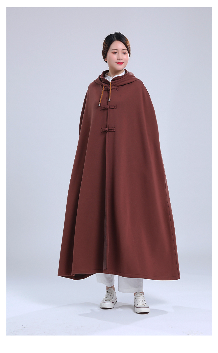 男女居士服纯棉加绒打坐披风禅修静坐观音斗篷打坐披肩僧服春秋款
