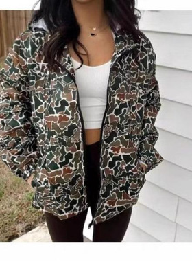 P 63358 Camouflage waterproof women's jacket 迷彩防雨女士外