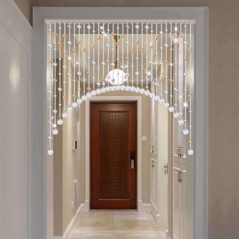 水晶门帘珠帘客厅隔断帘玄关屏风家用装饰挂帘珠子窗帘珠链免打孔