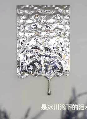 简约不锈钢水滴壁饰酒店客厅玄关高级感镜面水波纹壁挂餐厅装饰画