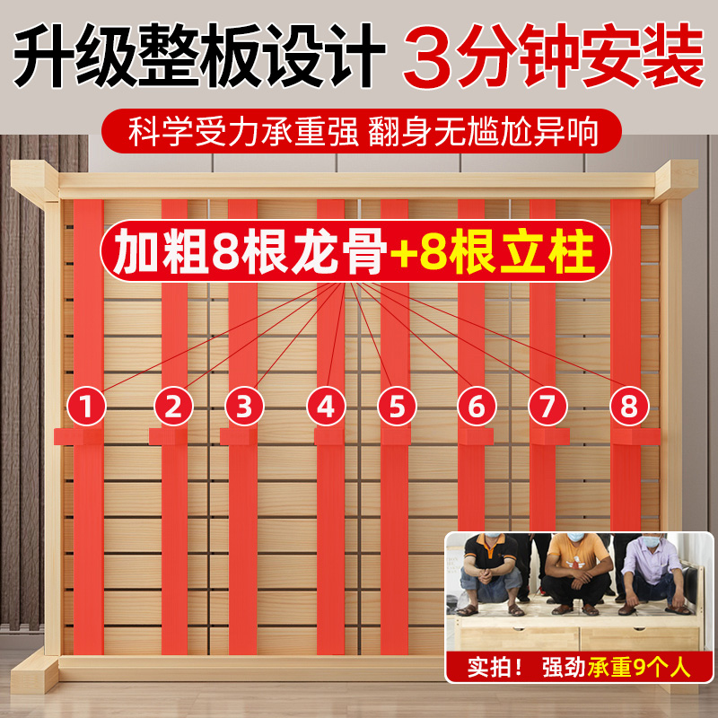 实木床1.5米双人床2024年新款1.8大床全实木床架出租房1米2单人床