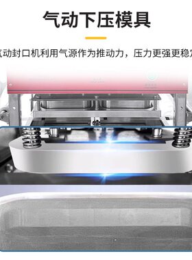 气动盒式一出二卷膜餐盒封口机全自动锁鲜盒封膜机卤味鸭货打包机