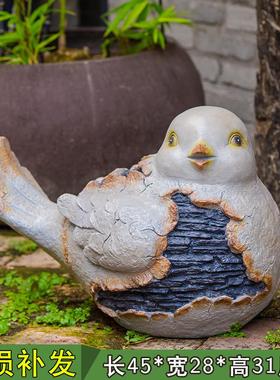 户外花园庭院园林别墅装饰品动物花盆仿真鸟树脂摆件工艺品雕塑