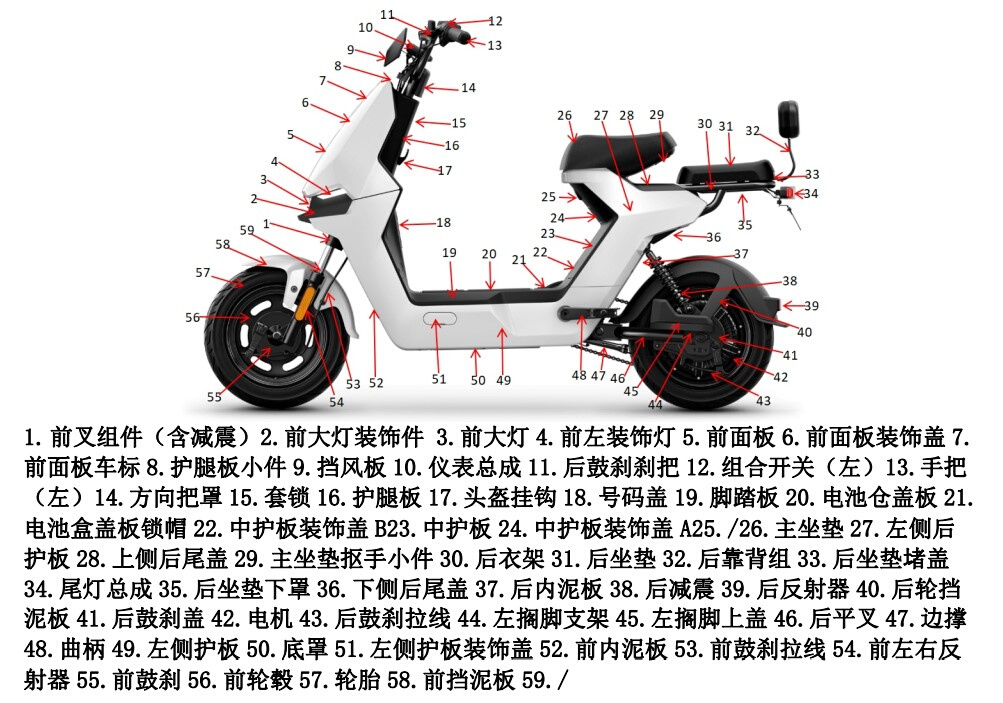 小牛F100/F0电动配件前面板挡泥板护腿板脚踏板外壳PP件户板鞍座-图1