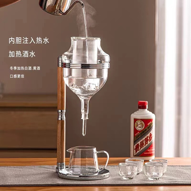 日式玻璃清酒壶 冰酒壶 上顶式滴酒壶 冰酒器 温酒器套装 包破损