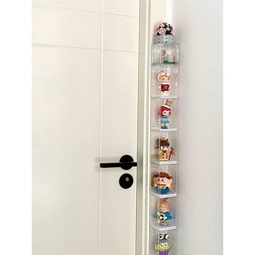 盲盒收纳展示盒墙角单个手办展示架可叠加亚克力高透明防尘收纳盒 - 图1