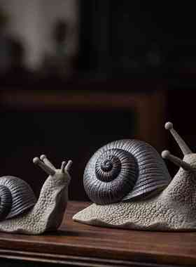 大号蜗牛陶瓷雕塑创意摆件家居桌面户外微景观鱼缸造景装饰工艺品